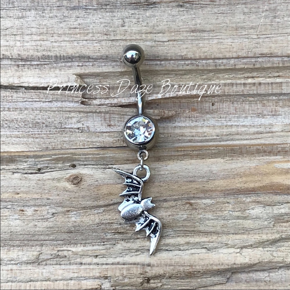 Silver Bat Belly Button Ring
